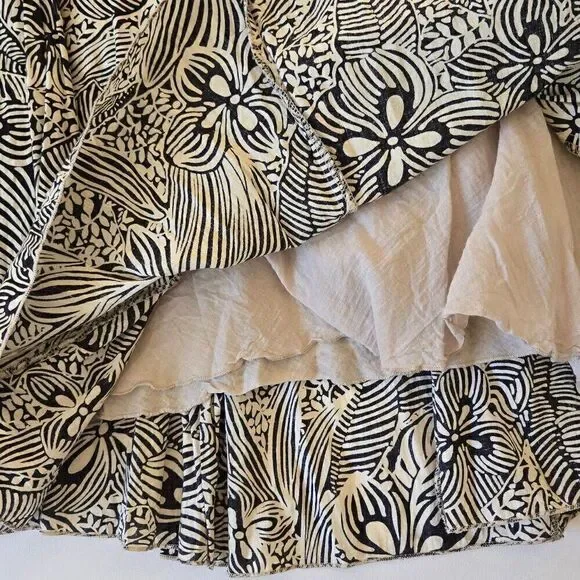 Karen Kane Womens Cotton Black Cream Floral Print Full Pull On Lined Skirt Mediu - Picture 4 of 9